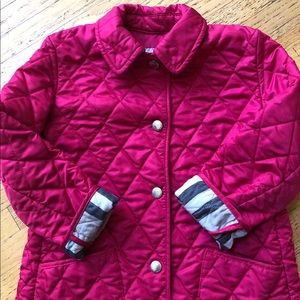 Like New Burberry Girls Pink Quilted Coat 6Y